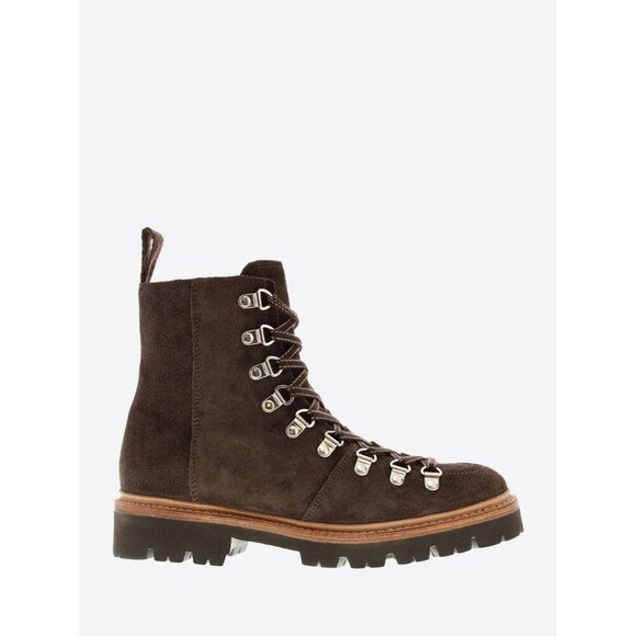 Anthropologie X Grenson Brown Suede Nanette Leather Combat Hiking Boots EU 38